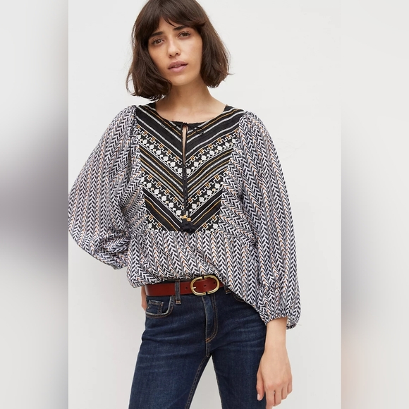 Anthropologie Daeira Embroidered Blouse Size Large New With Tags. - Picture 11 of 13